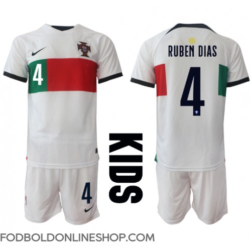 Portugal Ruben Dias #4 Udebane Trøje Børn VM 2022 Kortærmet (+ Korte bukser)